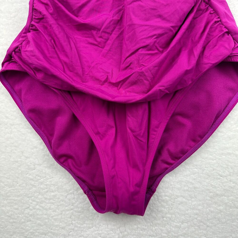 2/$30 Lauren Ralph Lauren One Piece Swimsuit Womens M Ruched Slimming Boho Retro - Picture 4 of 11